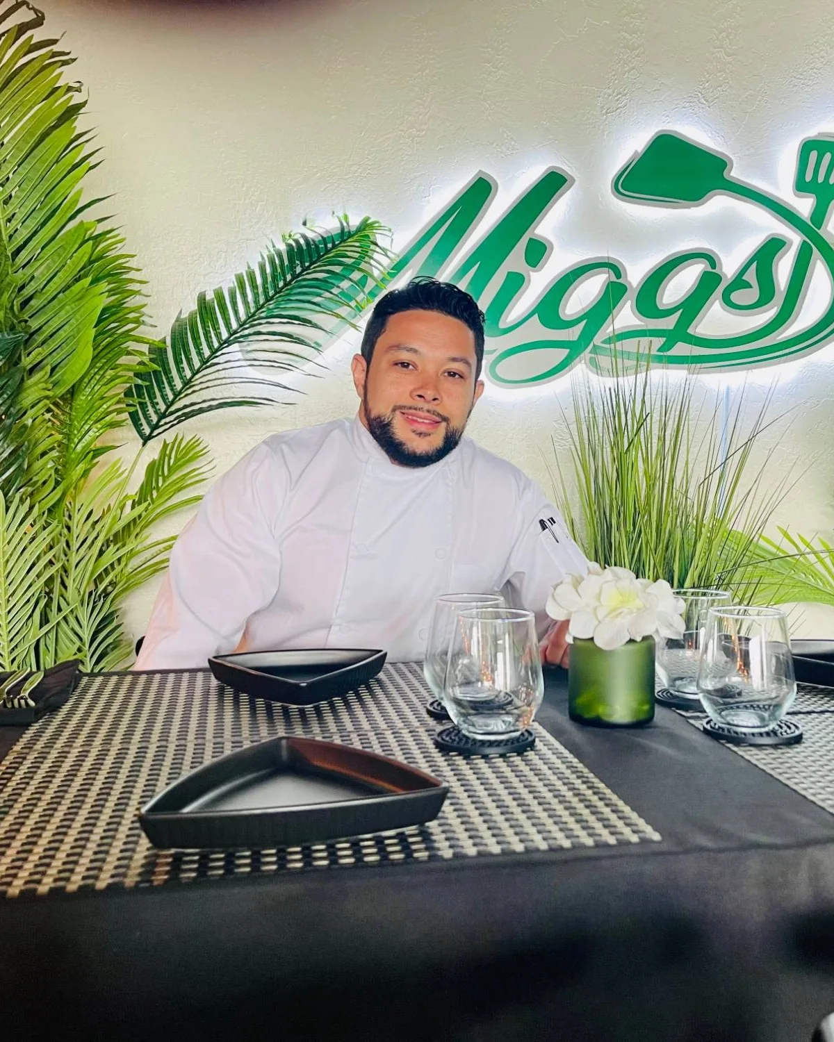 Chef Miguel Rosado in the kitchen at Miggs Craft Kitchen